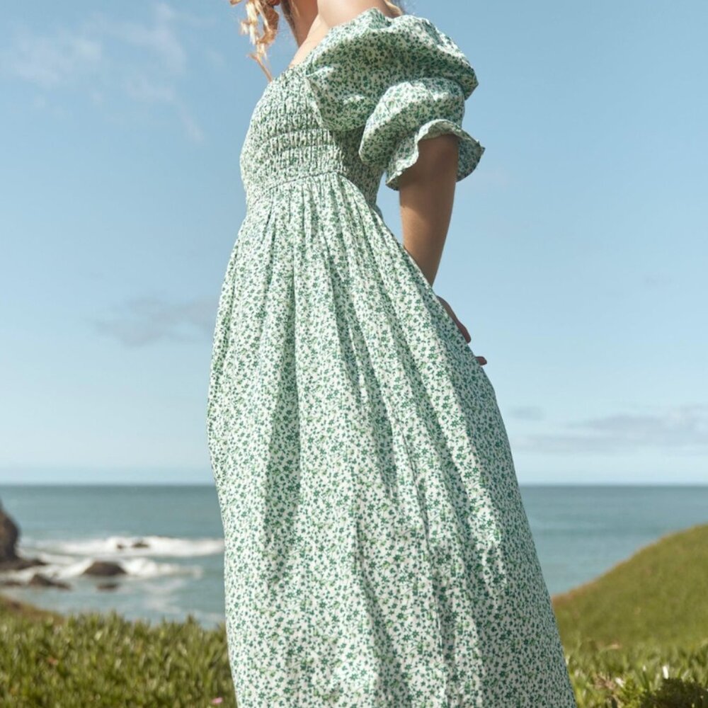 Eddy Audra Dress Ivory Grassy Knoll Ditsy Floral Small - Picture 2 of 7